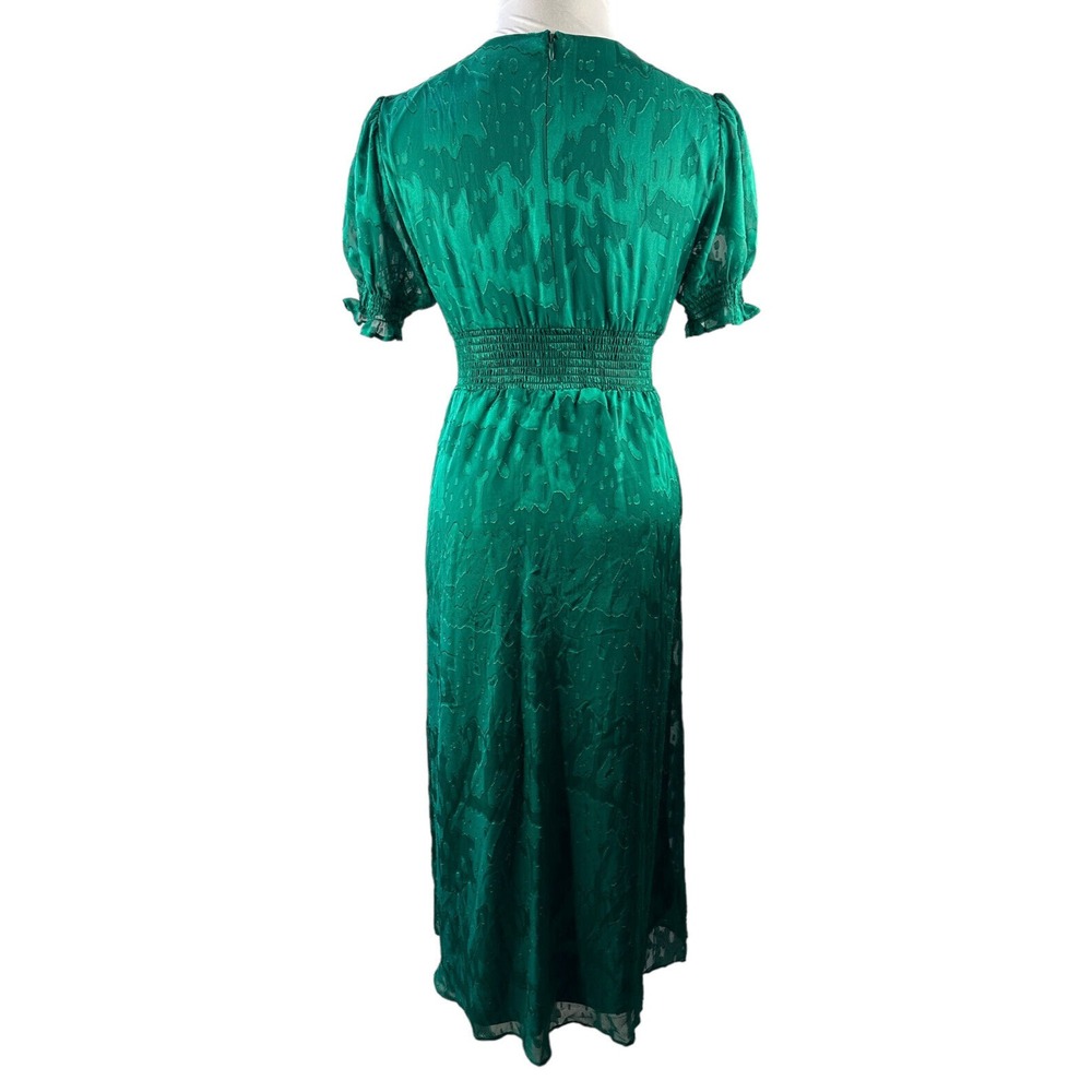 Hutch Empire Smocked Ruffle Short Sleeve Maxi Dress Holiday Green Pockets Size 6 - Picture 14 of 16